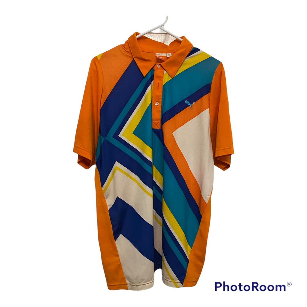 Rickie fowler orange golf polo puma